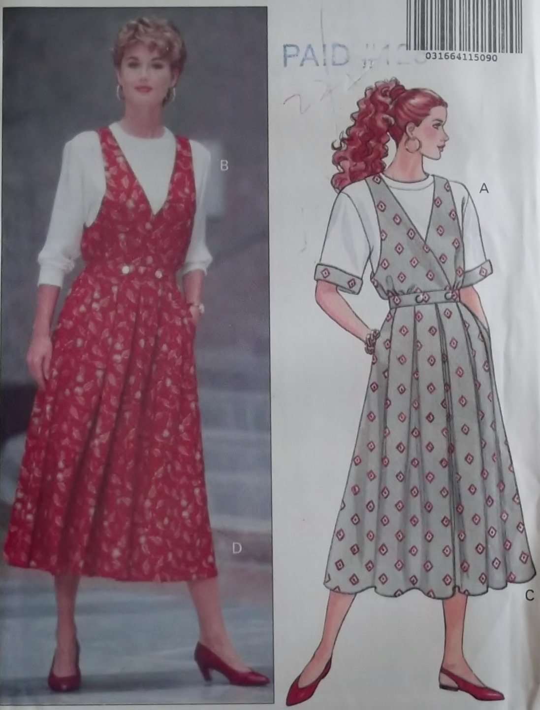 Easy Misses Mock Wrap Front Jumper & Top Butterick 5693 Pattern, Size 6 8 10, Uncut