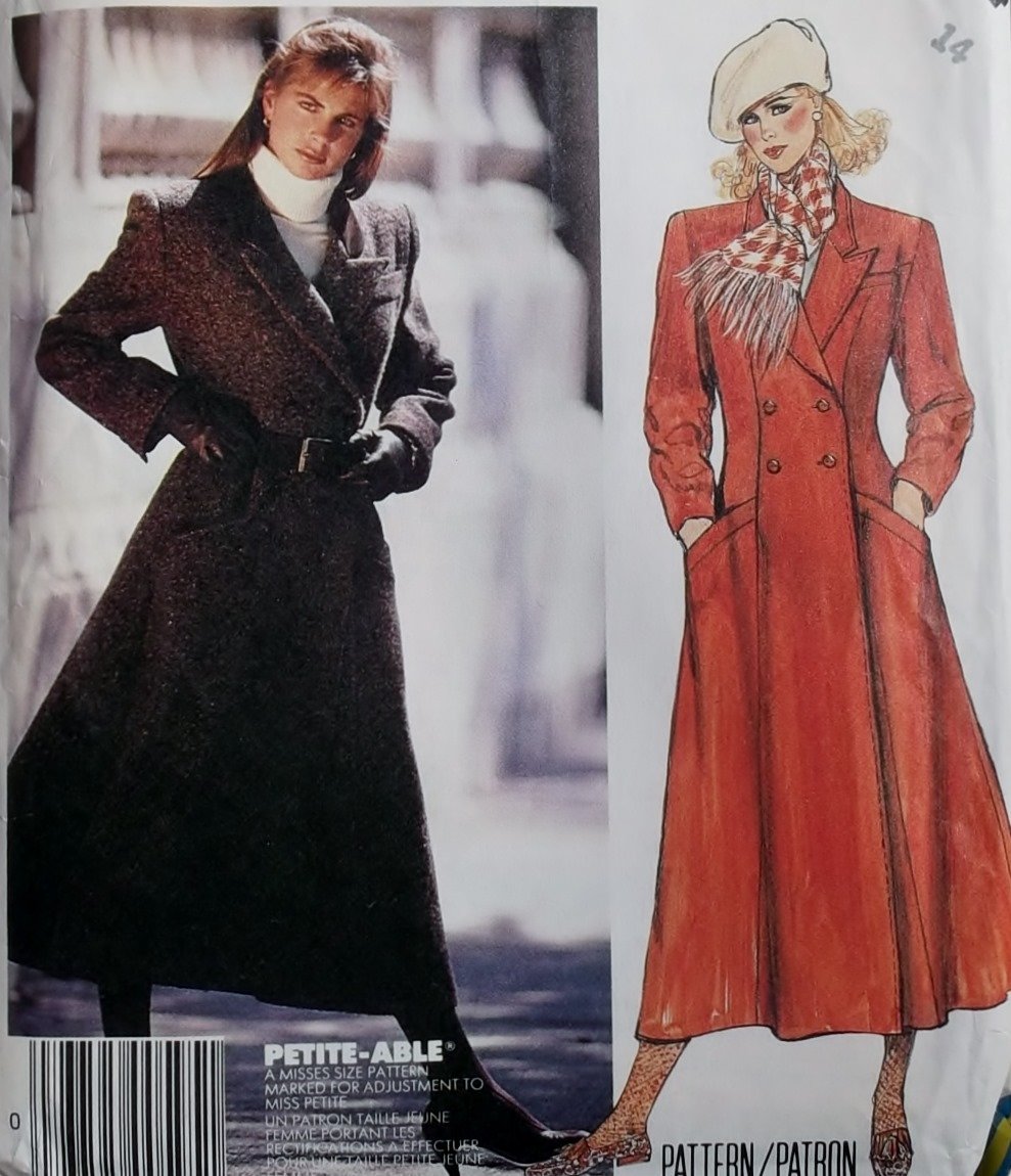 McCalls 2764 Misses or Petite Lined Coat Pattern, Sz 14, Uncut
