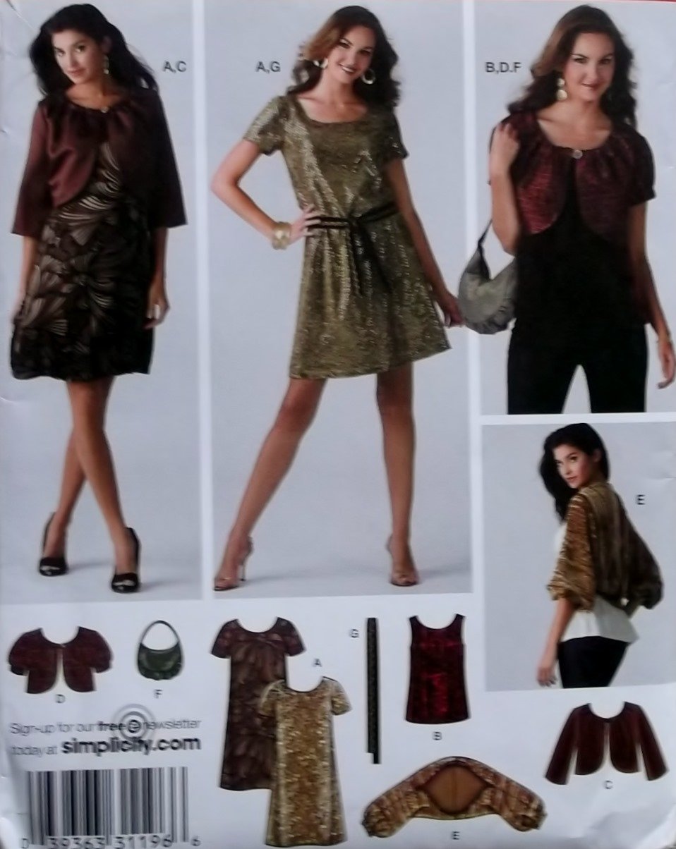 Simplicity 3533 Pattern, Misses' Dress or Top, Jacket in Two Lengths, Sz 6 to 14, UNCUT