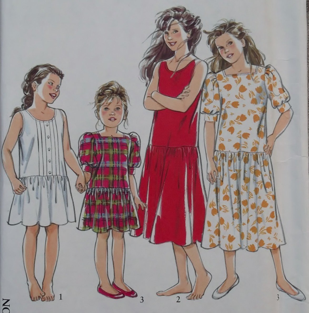 OOP New Look 6271 Girls Drop Waist Dress, Age 4 to 12, Uncut