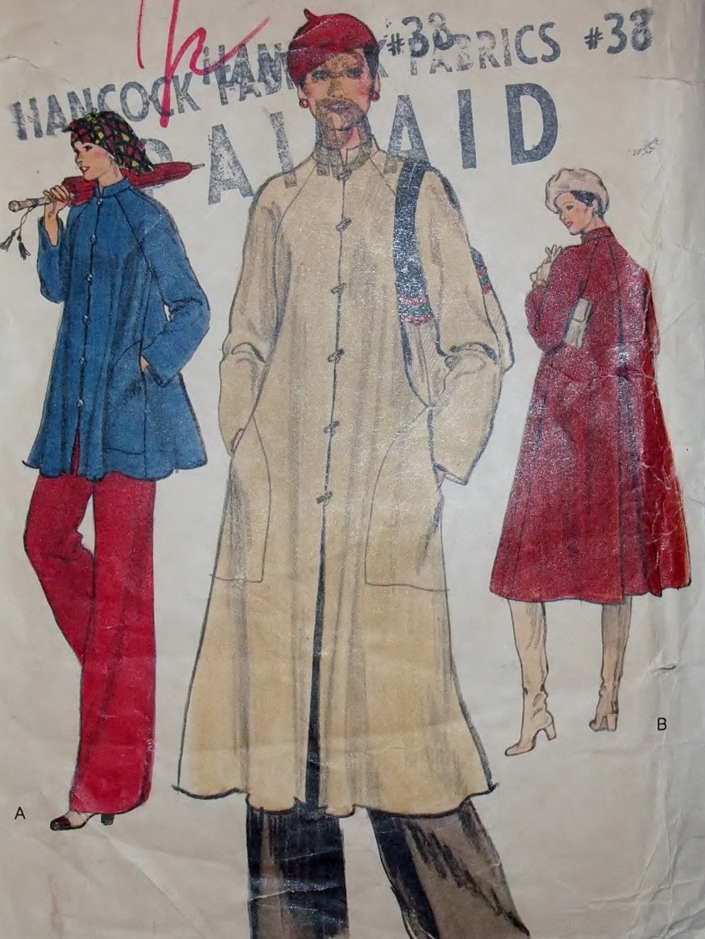 Vintage 70s Vogue 9381 Womens Flared Coat, Plus Size 22 1/2, Uncut