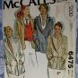 McCall's 6475 Misses set of lined Blazers Pattern, Size 10, UNCUT