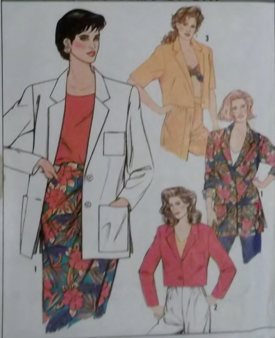 Easy Misses Unlined Jackets in 2 lengths Simplicity 9628 Pattern, Size 6 To 14, Uncut