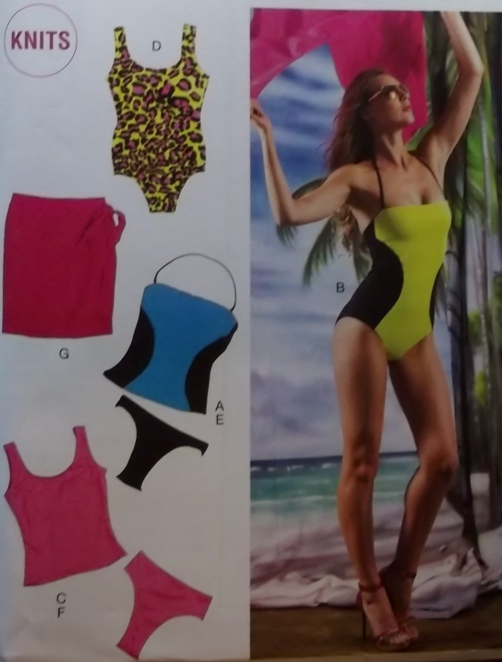 Misses' Swimsuits and Cover-Up McCalls M 6759 Pattern, Size 6 To 14, Uncut