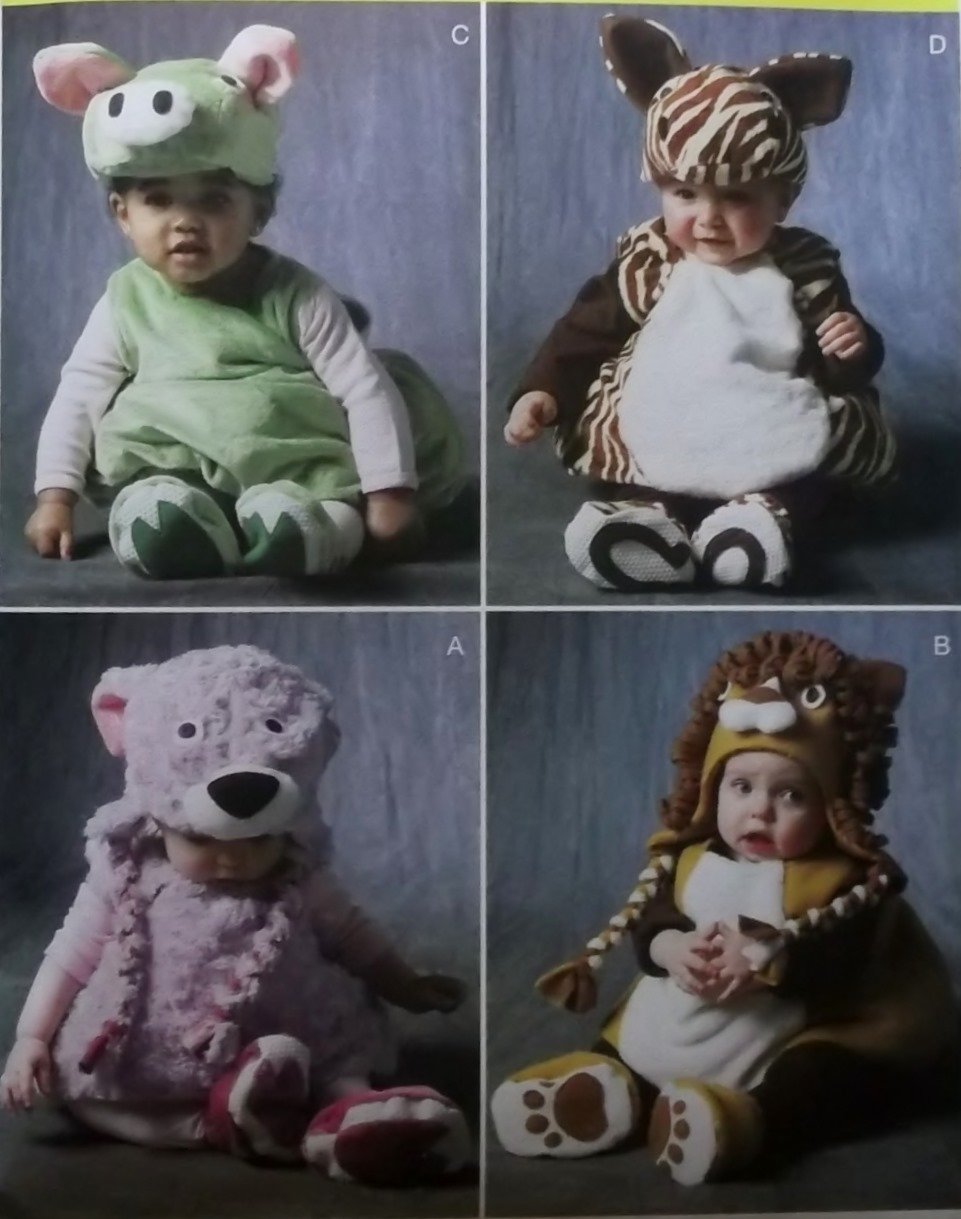 McCalls M 6812 Pattern, Baby Toddler Animals Costumes , Sz A ½ 1 2 3 4