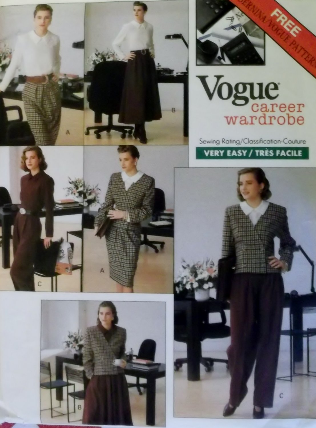 Easy Misses Jacket, Blouse, Skirt &  Pants Vogue 2329 Sewing Pattern, Size 6 8 10, UNCUT