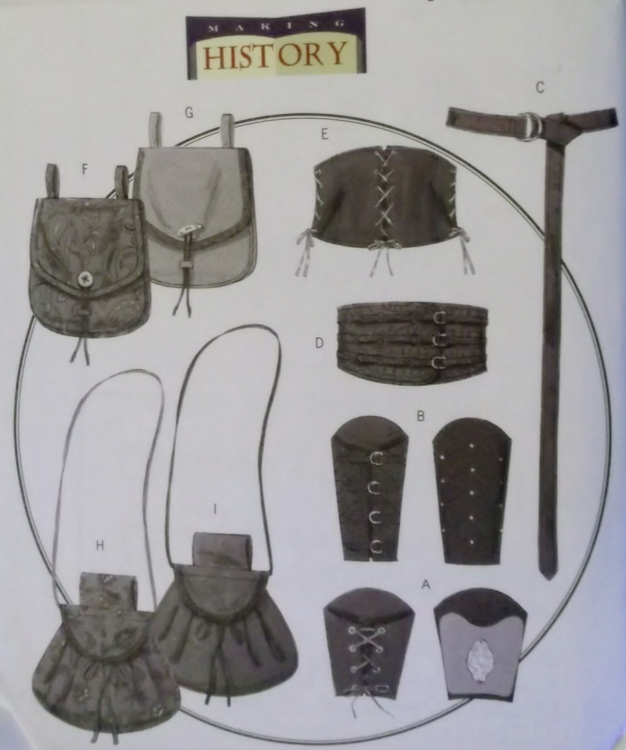 Butterick B5371 Historical Corset, Belt, Pouch + Pattern, Size Xlg to XXxL, Uncut