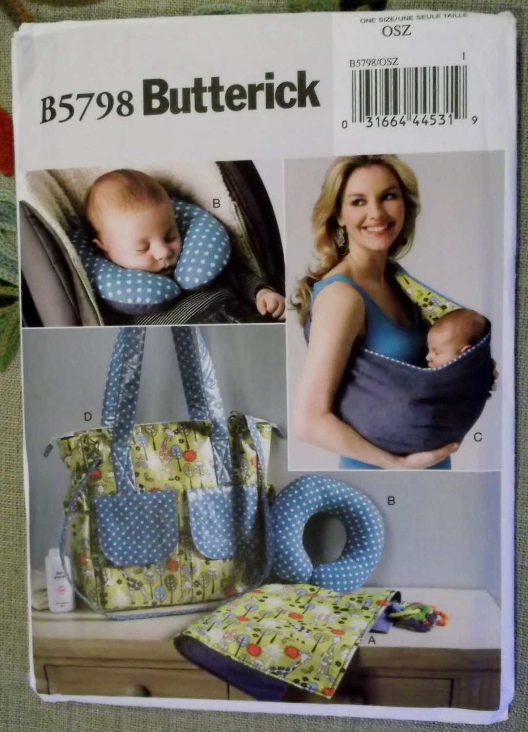 Butterick B 5798, Baby's Changing Pad, Neck Support, Carrier and Diaper