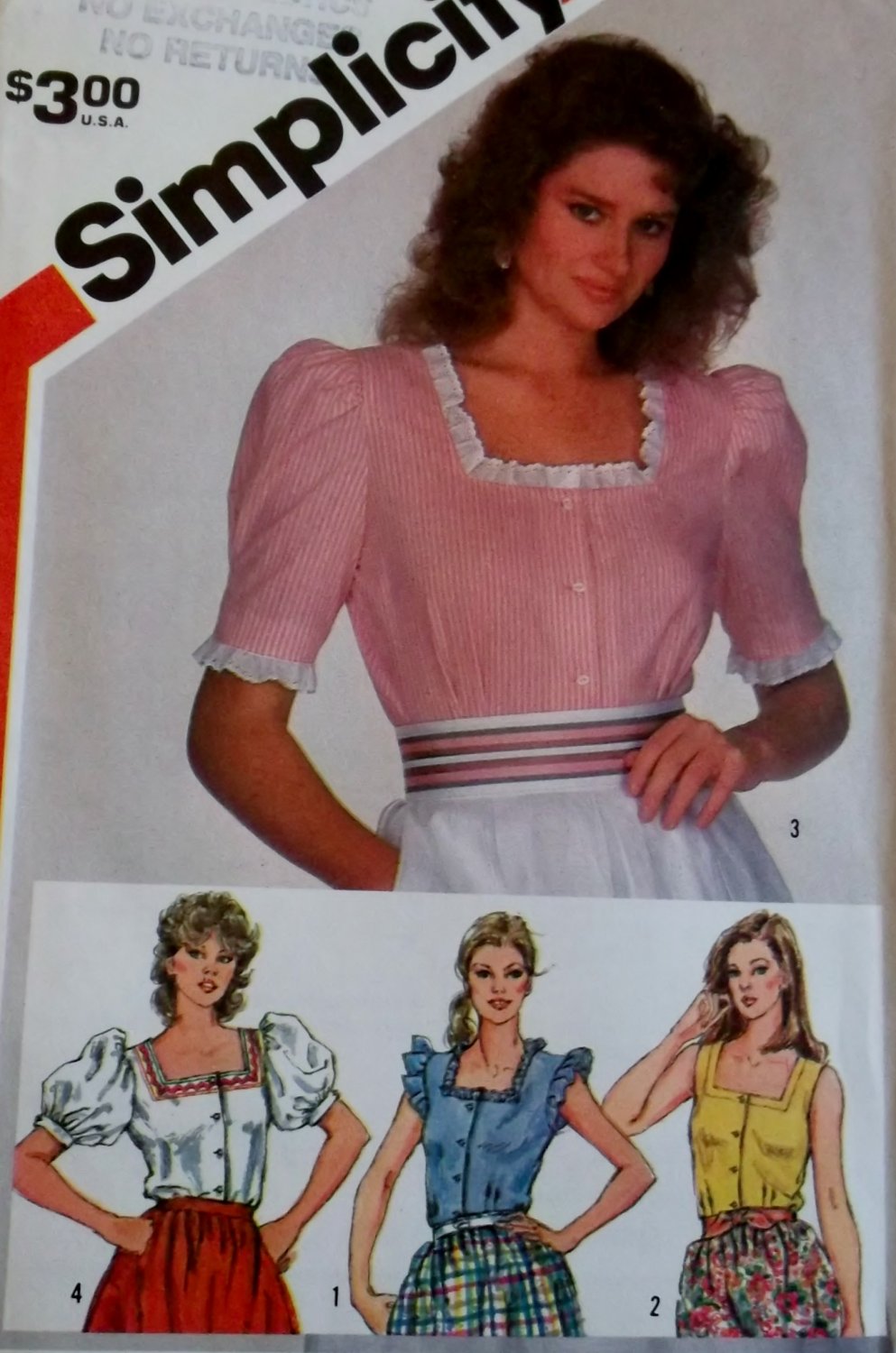 Retro Simplicity 5939 Misses' Square neck Blouse with Sleeve Variations ...