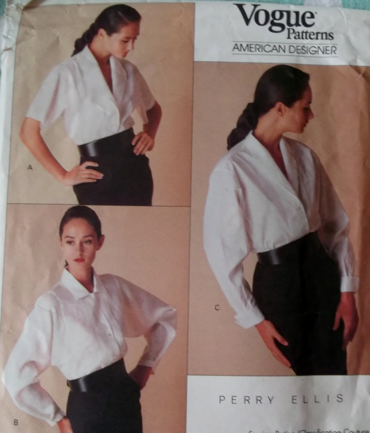 Vogue 2091 Perry Ellis Design Misses Blouse Pattern, Size 8 10 12,UNCUT