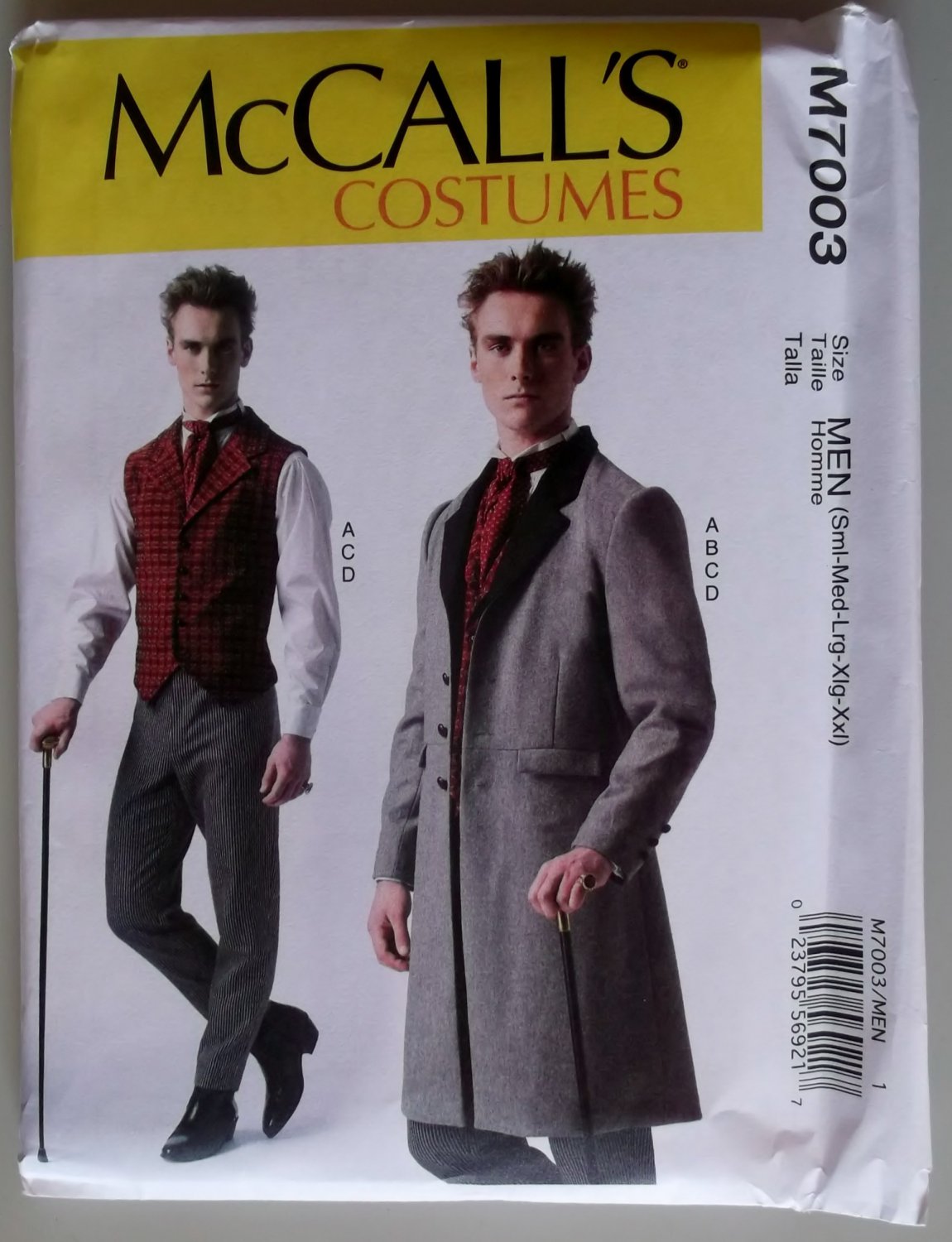 Men's Steampunk Costume, McCalls M7003 Pattern, Plus Size S to XXL, Uncut