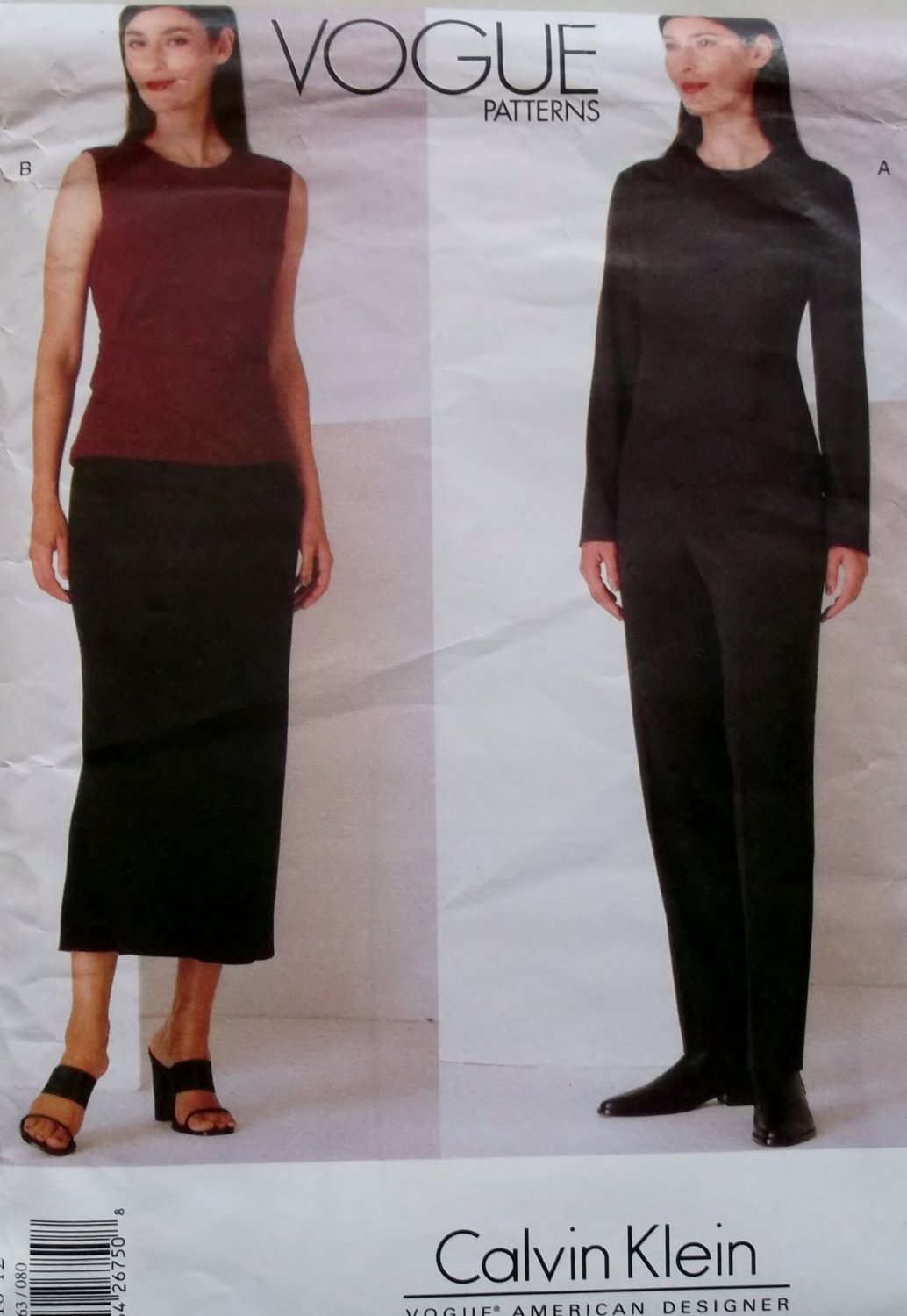 Misses' Calvin Klein Design Top, Skirt & Pants Vogue 2063  Pattern, Size 8 10 12, UNCUT