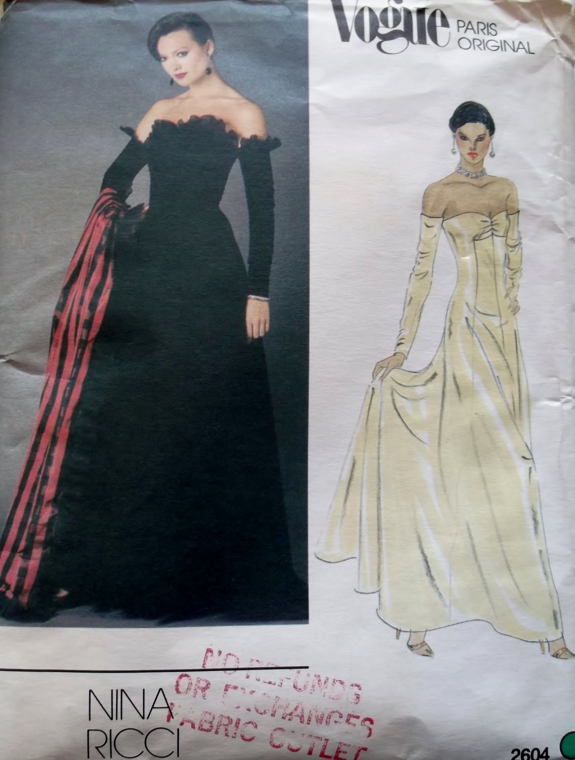 Nina Ricci Designer Skirt and Top Vogue 2604 Pattern, Size 10, Bust 32.5, UNCUT