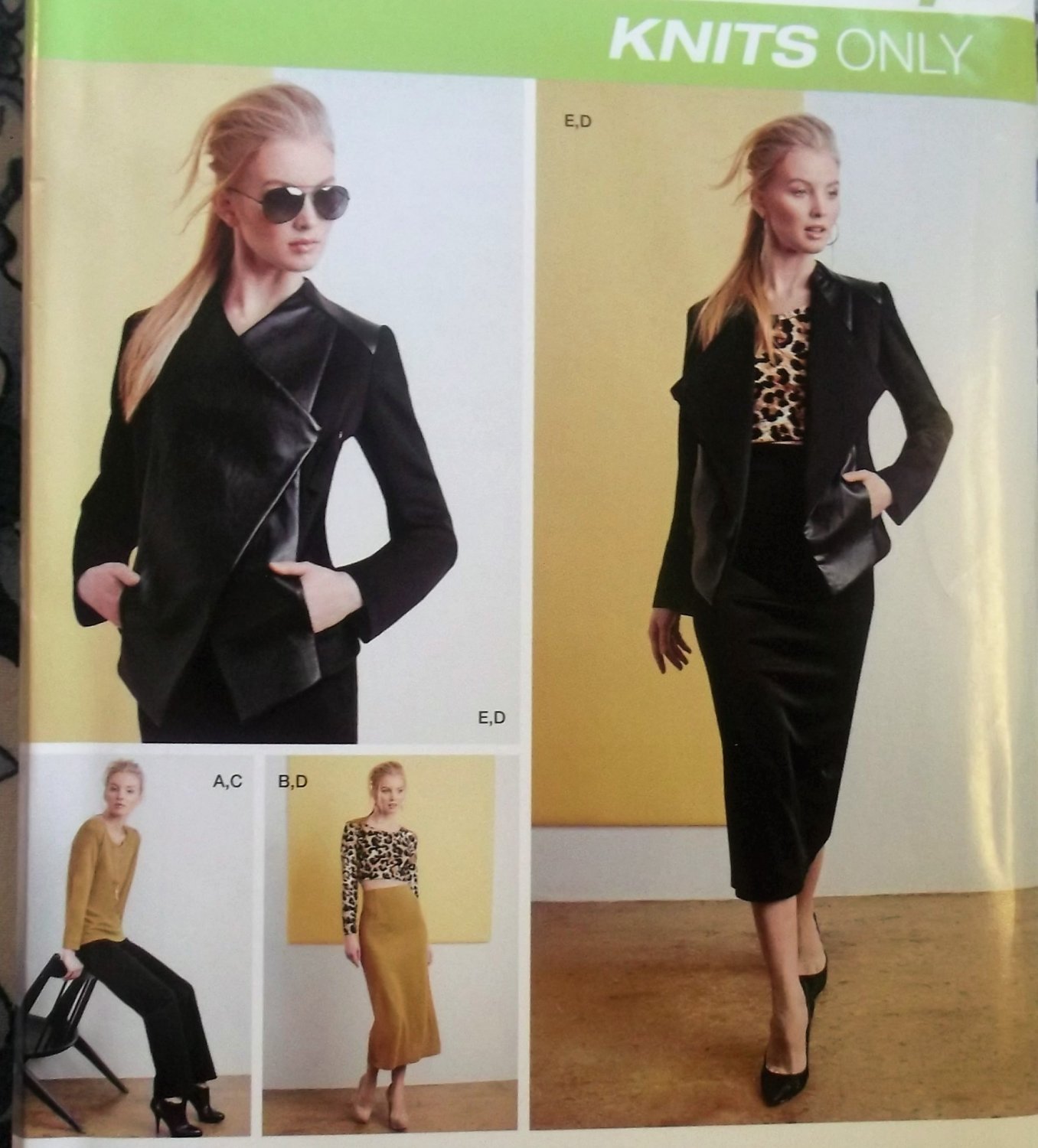 Misses' knit Jacket, Top, Skirt & Pants Simplicity 1070 Pattern, Plus Sz 12 To 20, Uncut