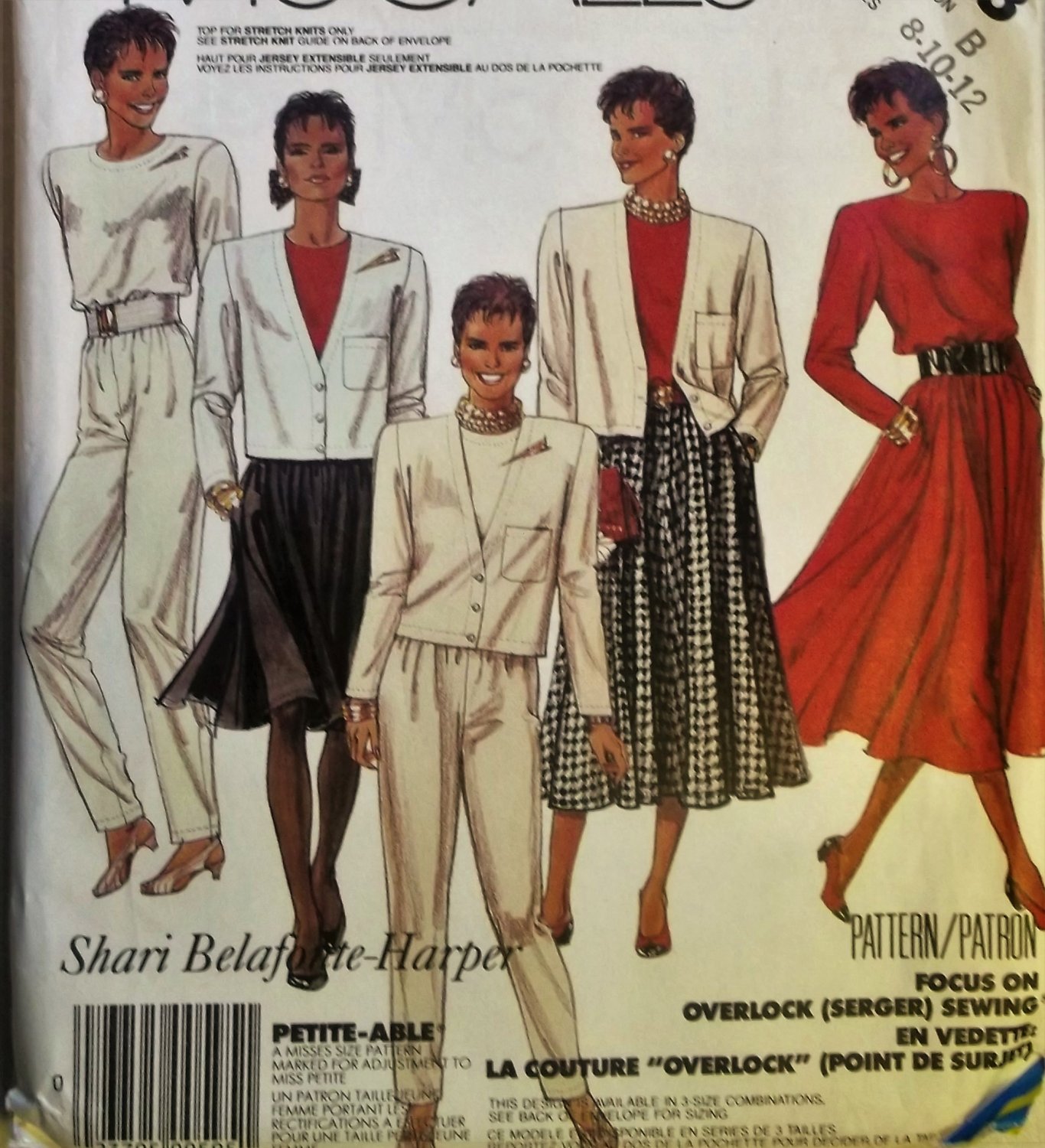 Easy Misses' Unlined Jacket, Top, Skirt, & Pants McCalls 3298 Pattern, Sz 8 10 12, Uncut
