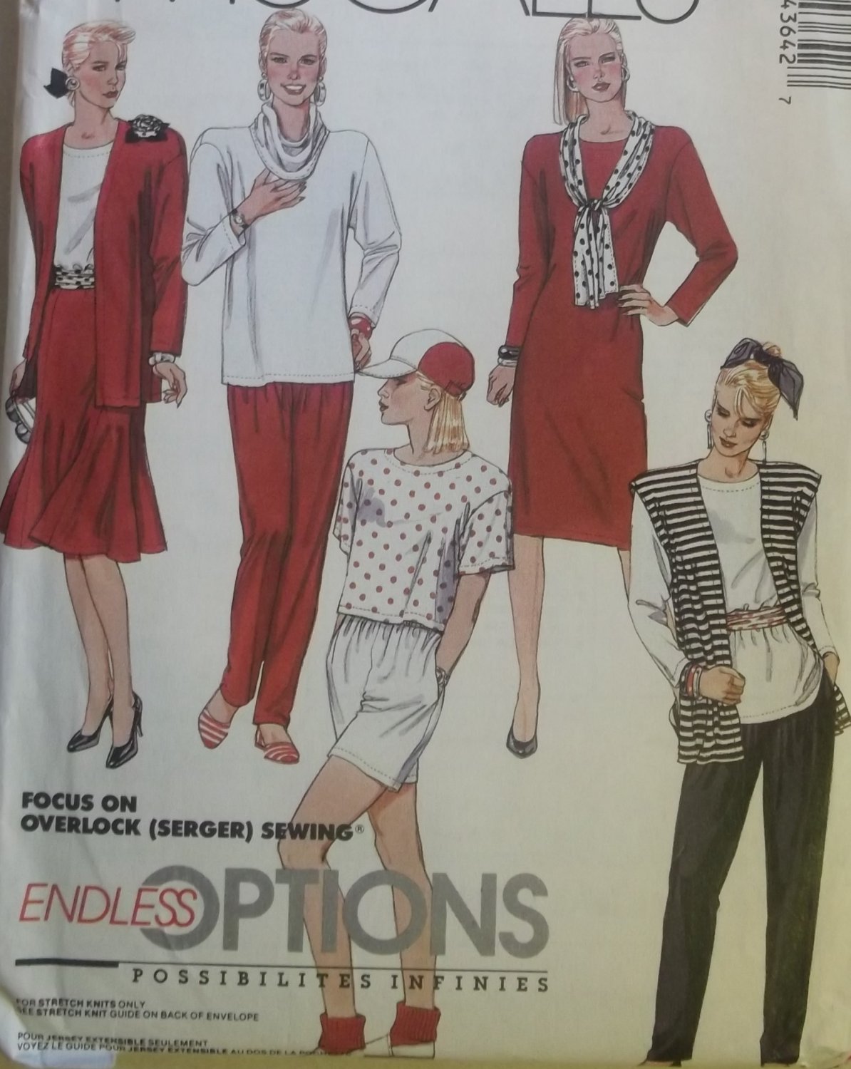 Misses' Jacket Vest Dress Tunic Skirt Shorts Pants Cowl, McCalls 4364 Pattern, Small 10 12, UNCUT