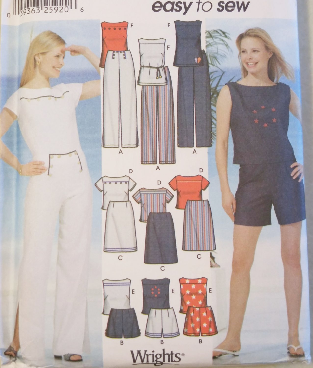 Misses' Pants or Shorts, Skirt and tops Simplicity 5969 Pattern, Plus Sz 12 To 20, Uncut