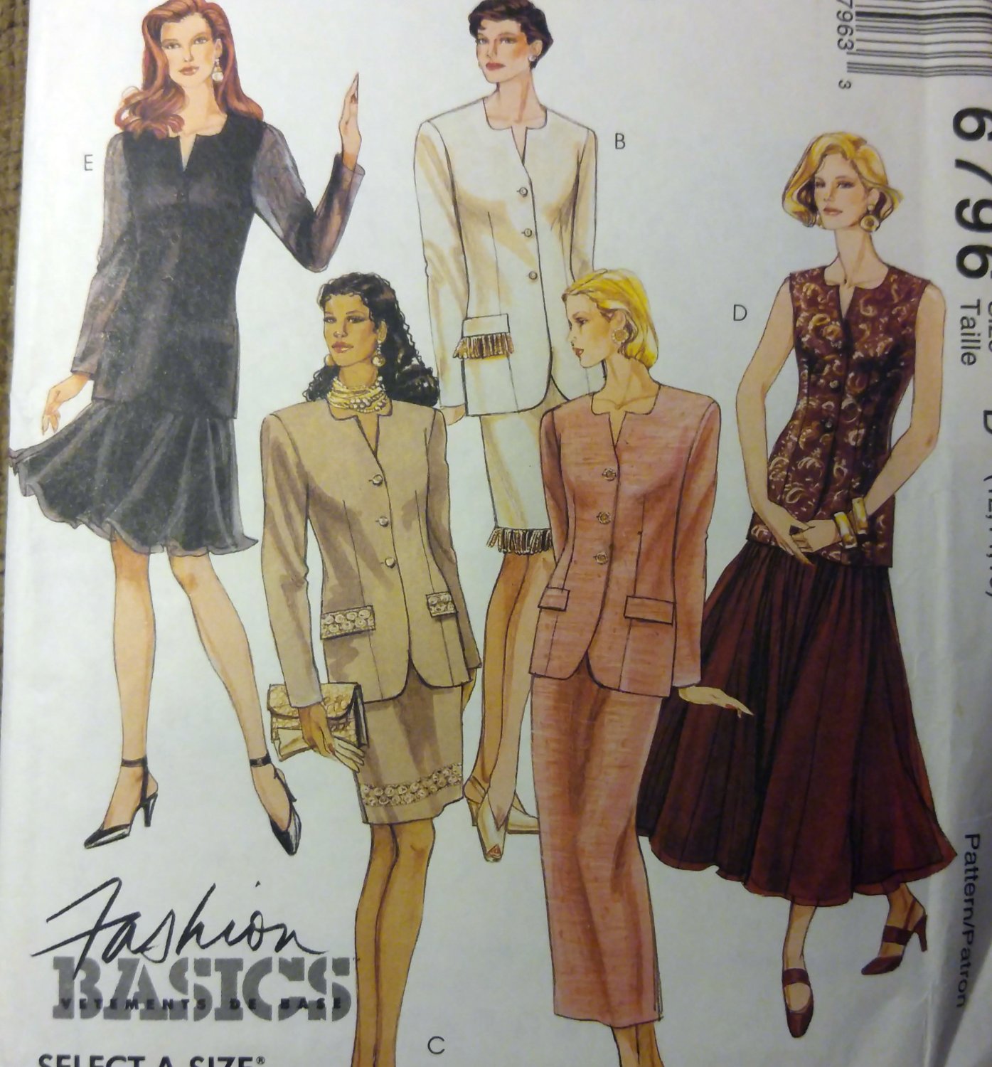 McCalls 6796 Dress or Jacket & Skirt Pattern, Size 12 14 16, Uncut