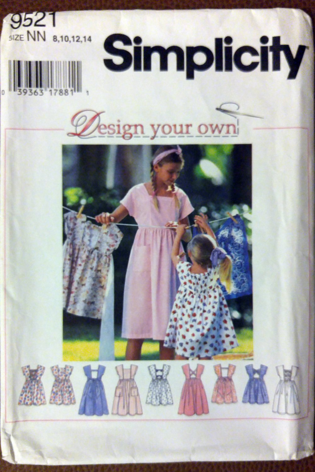 Girls Design your own Dress Simplicity 9521 Pattern, Size 8 to 14, Uncut
