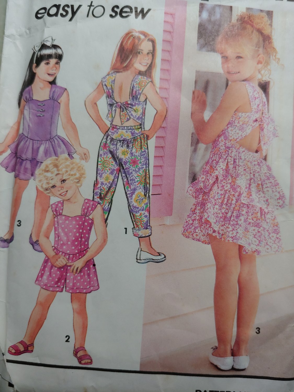 OOP Easy Simplicity 7779 Girls Romper and Dress, Size 2, 3, 4, Uncut