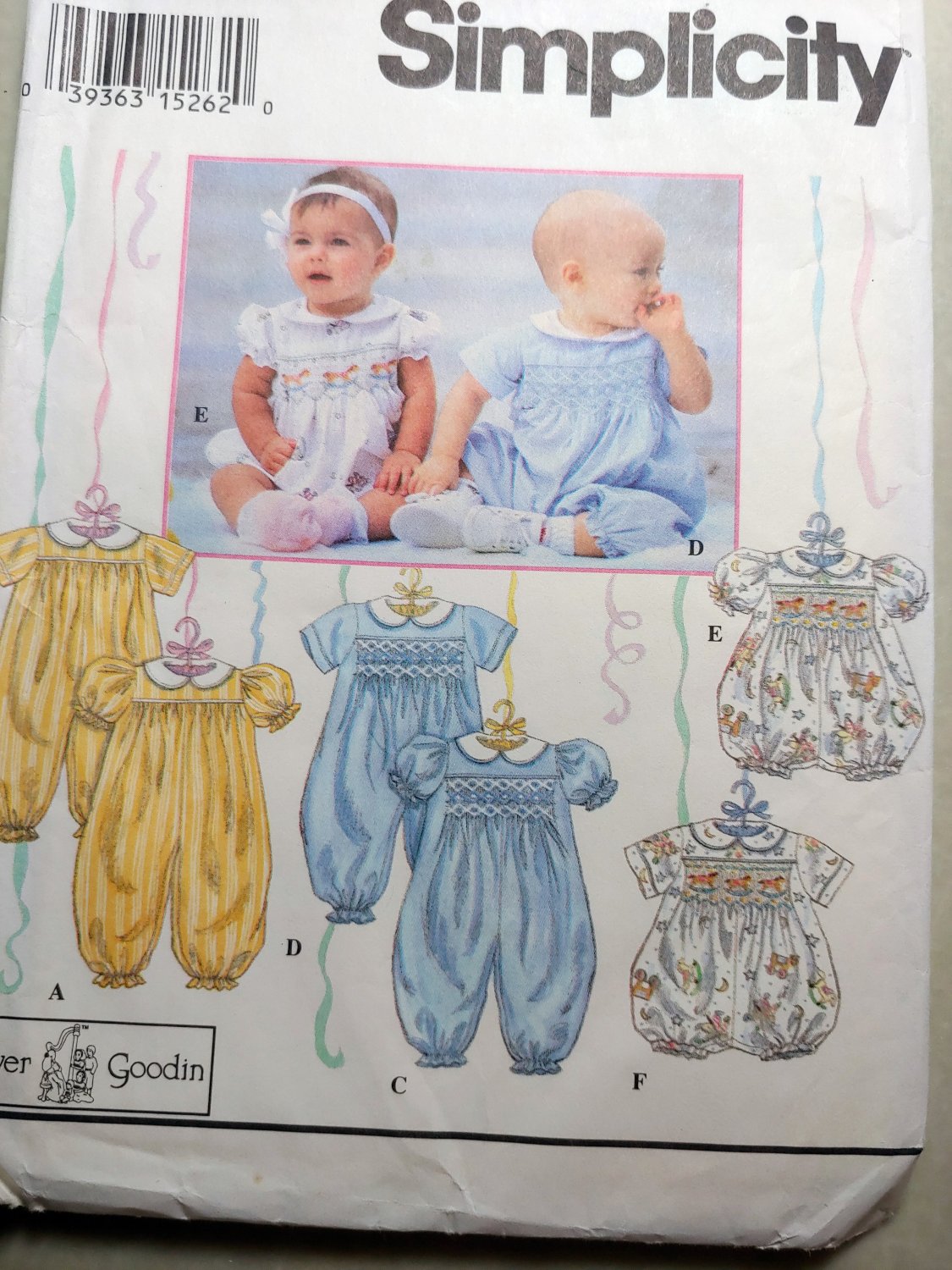 Romper Smocking Transfer. Simplicity 8951 Sewing Pattern Size NB to 18