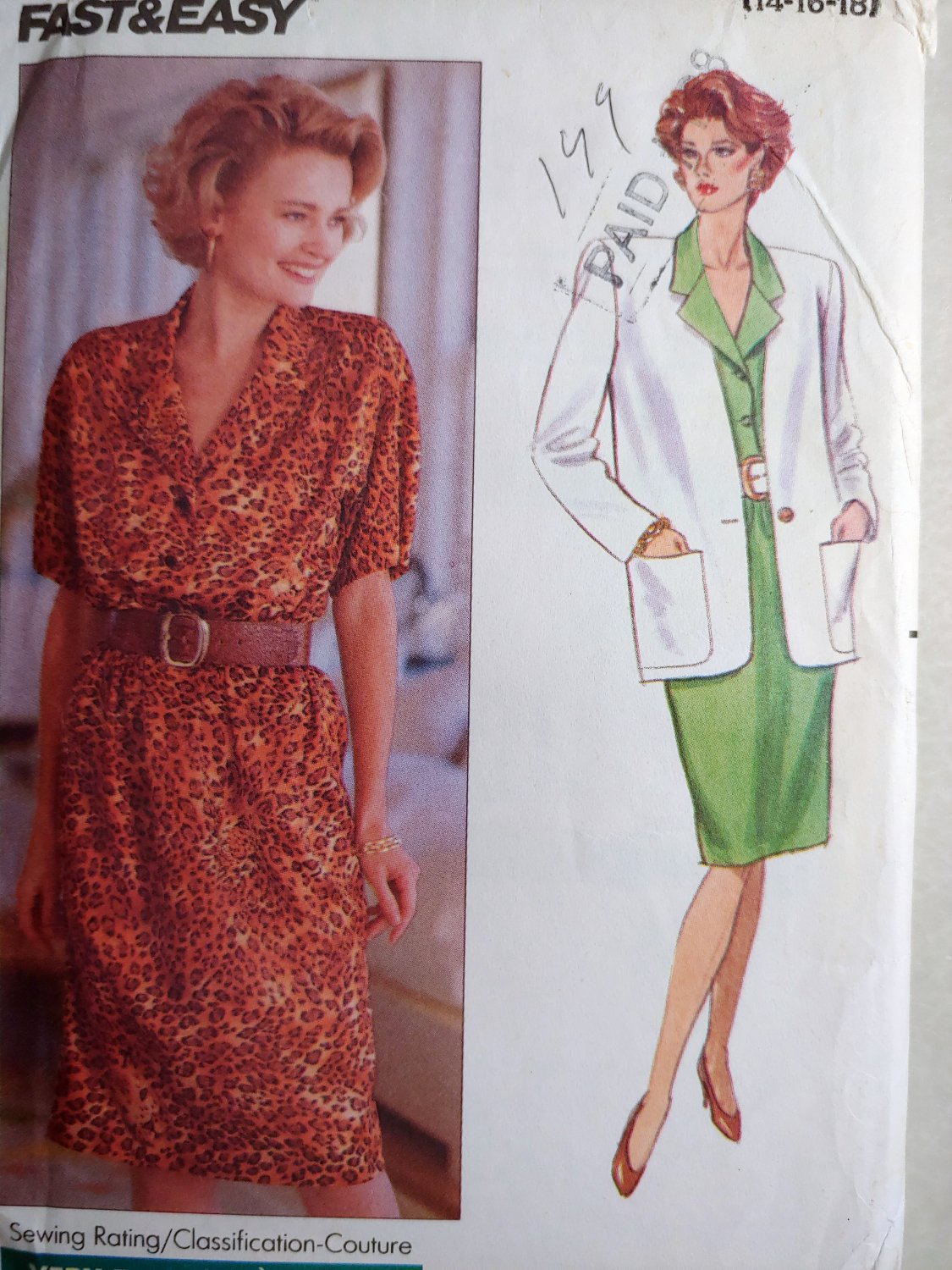 OOP Simplicity 4710 Misses Dress & Jacket Sewing Pattern, Sz 14 16 18, Uncut