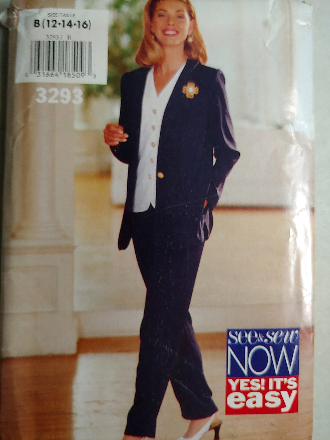 Easy Misses Jacket, Blouse Top and Pants Butterick 3293 Pattern 12 14 16, Uncut