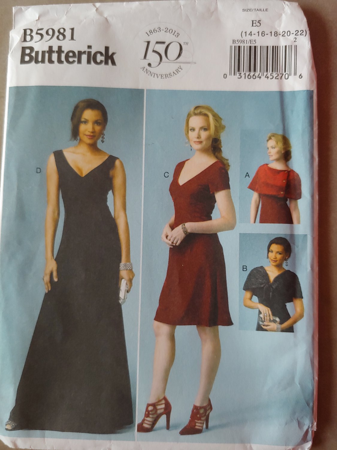 MISSES' SHRUG AND DRESS Butterick B5981 Pattern, Plus Size 14 To 22, Uncut