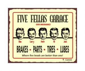 Five Fellas Garage - Metal Art Sign