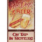 Hot Dogs and Beer - On Tap - In Bottles - Tin Sign