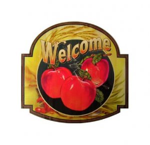 Welcome Apple - Welcome Sign -  Tin Sign