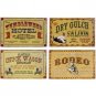 Old Wild West Cowboy Country Western Tin Signs - Set of 4 Signs