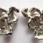 Silvertone and paste clip earrings. Bogoff. Circa early 1950s.