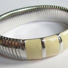 Ivory Enamel and Chrome Bracelet, by Monet. c. 1980s