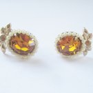 Goldtone, faux citrine & pearl earrings. Coro.
