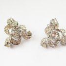 Silvertone and paste clip earrings. Bogoff. Circa early 1950s.