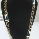 Monet Navy Blue & White Enamel Link Necklace
