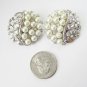 Trifari Big Faux Pearl & Rhinestone Earrings Runway Statement Bridal c. 1960