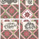 Poinsettia Tile Christmas Cards - set of 12 - FREE shipping!