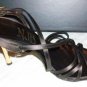 NJB Italy Brown Leather Heels Logo Shoes 6.5 37 NIB$398