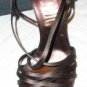 NJB Italy Brown Leather Heels Logo Shoes 7.5 38 NIB$398