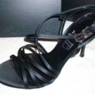 NJB Italy Black Leather Heels Logo Shoes 7.5 38 NIB$398