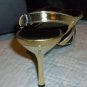 NJB Italy Gold Leather Heels Logo Shoes 8.5 39 NIB $398