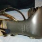 NJB Italy Gold Leather Heels Logo Shoes 8.5 39 NIB $398