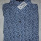 Full Circle Blue Floral L/S Snap Dress Shirt XL NWT $85