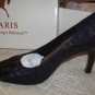 Lisa Paris Square Toe Black Leather Heels 7 NEW NIB$139