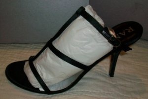 Ramirez Italy Black Satin Strap Heels Shoes 39 8NIB$398