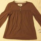 NWT Nautica Brown L/S Henley Sleep Shirt Top S NEW $36