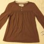 NWT Nautica Brown L/S Henley Sleep Shirt Top S NEW $36