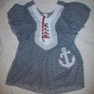 LM LULU France Flutter Sleeve Anchor Blouse M NEW $198